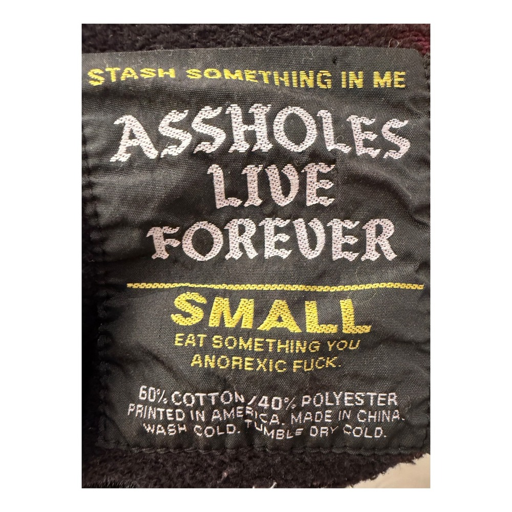 Assholes Live Forever Red Black Tie Dye Devil Horn Hoodie‎ Mens Small Streetwear - Picture 3 of 5